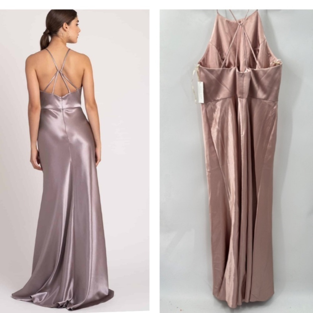 NWT JENNY YOO Alessia satin elegant formal Apricot bridal wedding cocktail gown - Picture 2 of 16
